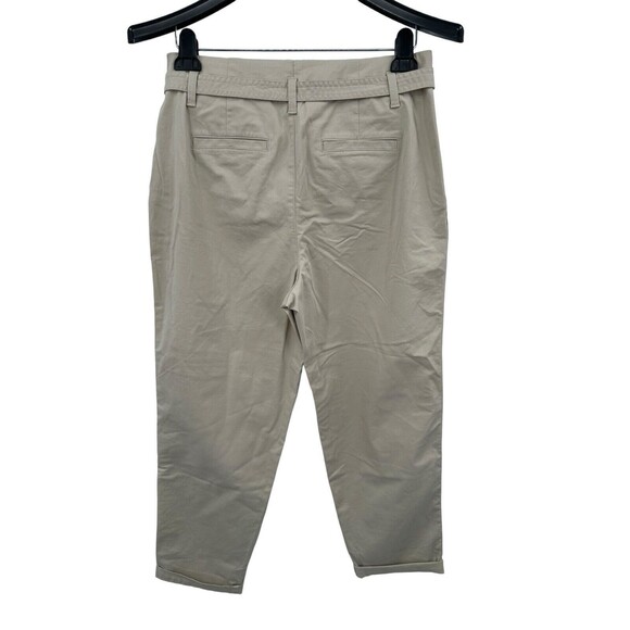 Gap Khaki Self Tie Trouser 8 Women's Taper Leg Ankle High Waist Cotton Stretch - Picture 4 of 8